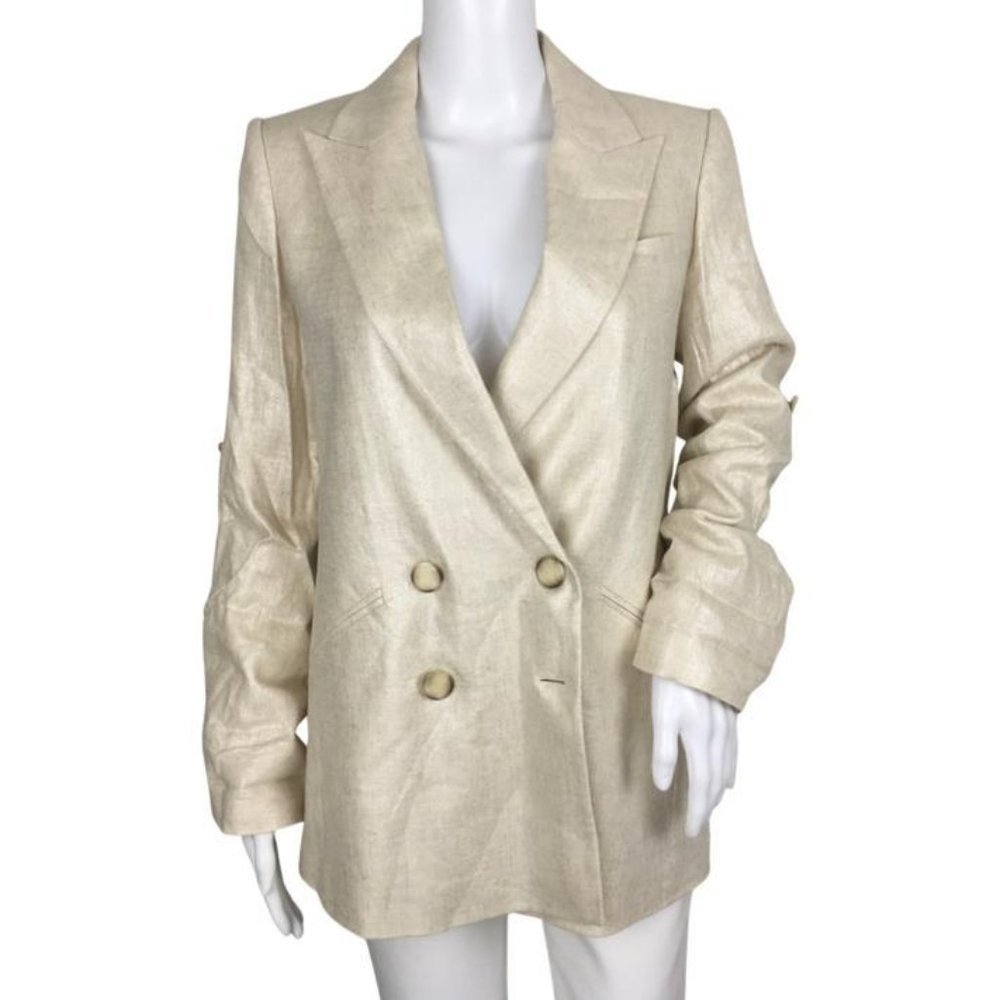 Veronica Beard Women's Parineti Metallic Elegant Dickey Jacket Silver Sz 4, 8